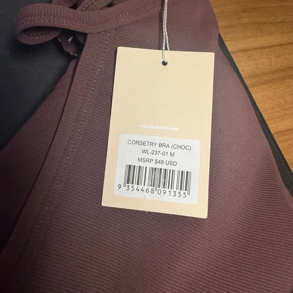 NWT Wilo Brown Ribbed Tank Top Sports Bra Women size Medium M - Picture 7 of 7